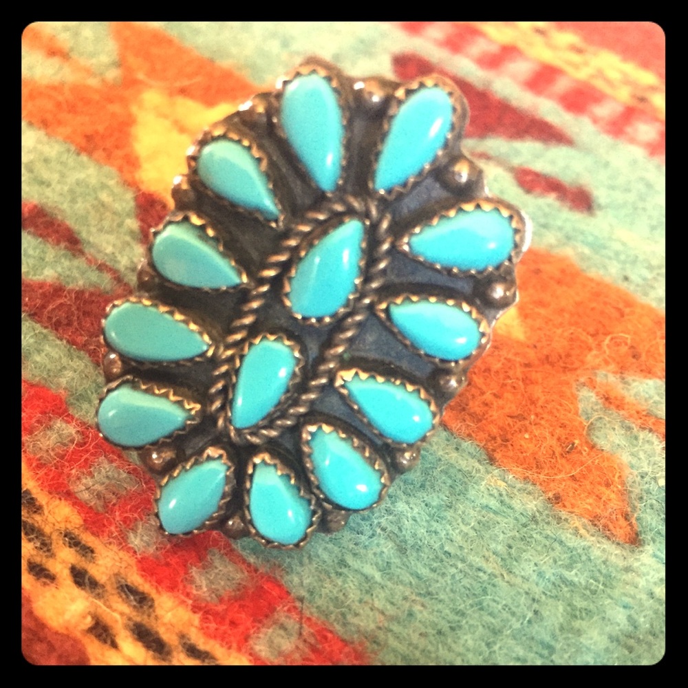 Old pawn Zuni turquoise ring